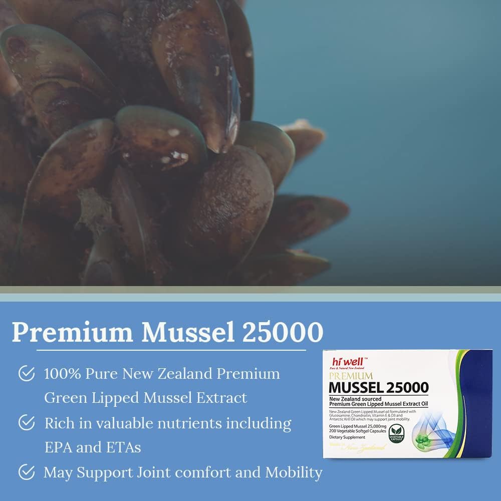 (Pack de 2) Hi Well Premium Mussel 25,000 200 Cápsulas Blandas Vegetales