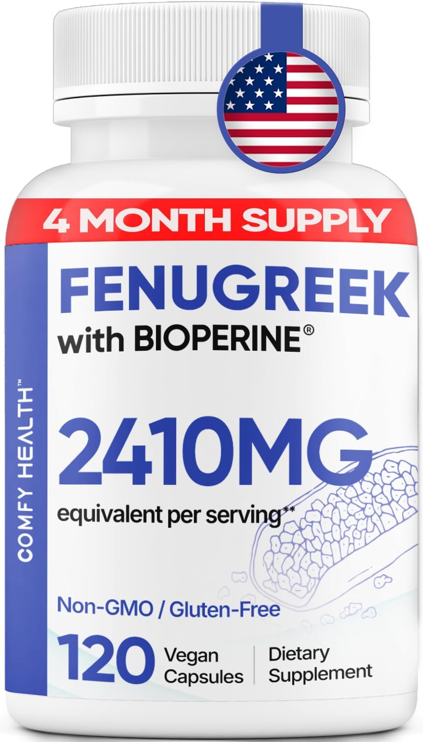 Comfy Health Fenogreco Cápsulas 2410mg con Bioperine - 120 Cápsulas