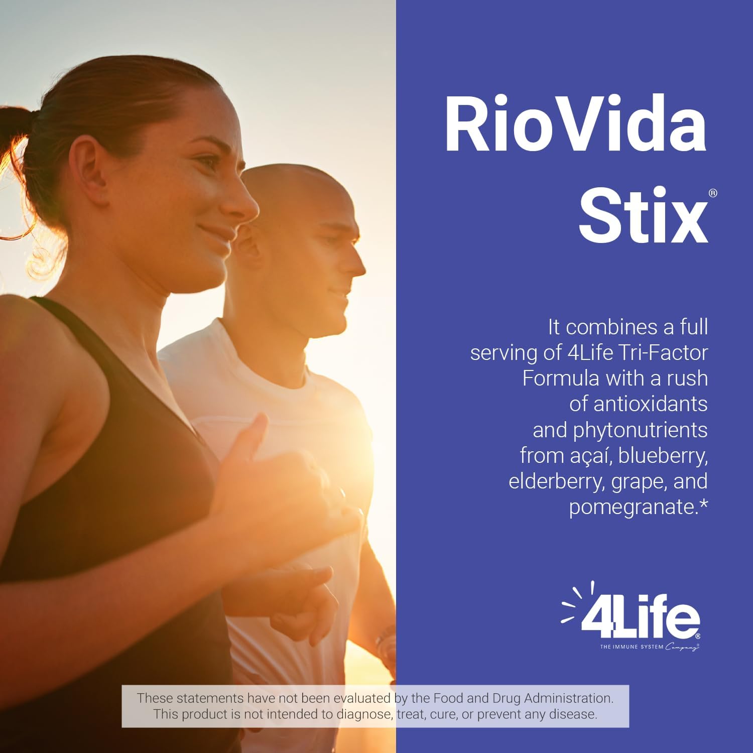 4Life RioVida Stix Superfruit Blend for Immune System, 15 Packets | Acai, Blueberry, Elderberry, Grape, Pomegranate, Electrolytes