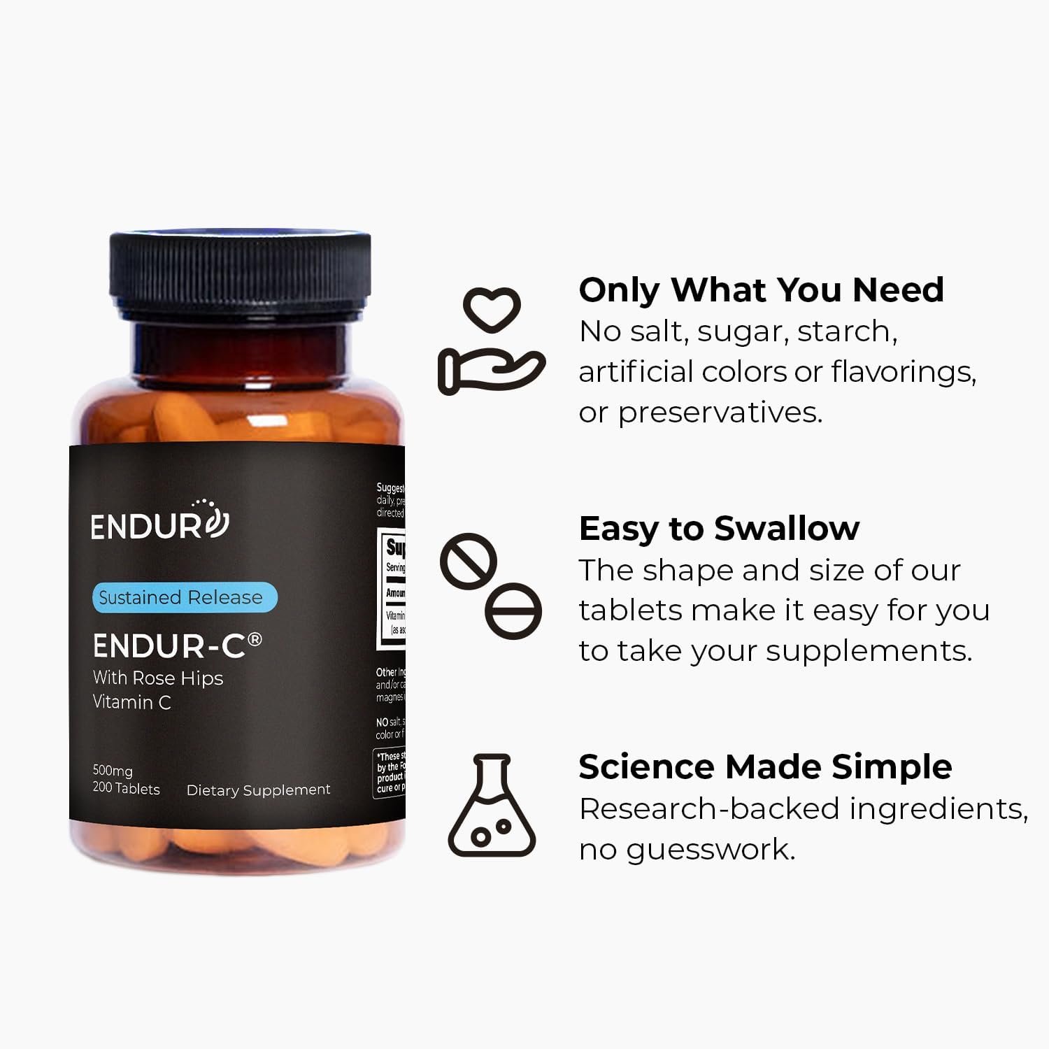 ENDUR-C Vitamina C + Escaramujo SR 500 mg 200 comprimidos