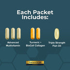 Nature's Lab Packs Diarios de Vitaminas para Hombres y Mujeres - Multivitamina + Omega 3 Triple Potencia + Cúrcuma para Articulaciones - Pack de Bienestar - 60 Sobres