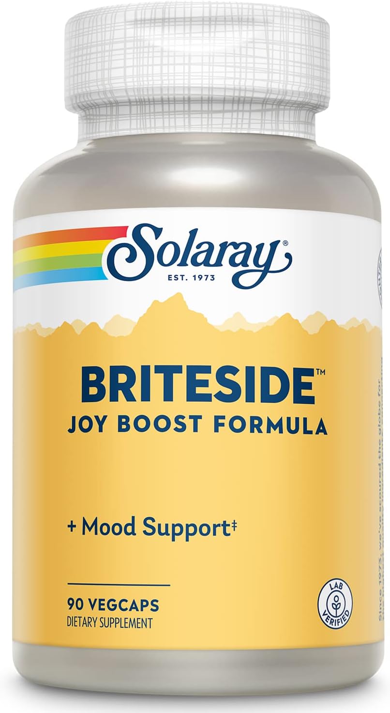 SOLARAY BriteSide - 90 Cápsulas Vegetarianas - con Hierba de San Juan, DL-Fenilalanina (DLPA), L-Dopa, GABA y Litio