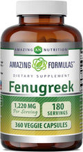 Amazing Formulas Suplemento de Semillas de Fenogreco | 610 mg | 360 Cápsulas Vegetales | No OGM | Sin Gluten | Fabricado en EE.UU.