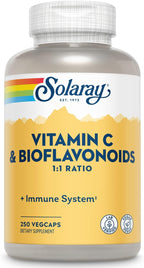 SOLARAY Vitamina C 500mg con Bioflavonoides Cítricos, 1:1 - 100 Cápsulas Veganas