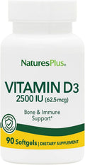 NaturesPlus Vitamina D3 2500 IU – 90 Cápsulas Blandas