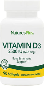 NaturesPlus Vitamina D3 2500 IU – 90 Cápsulas Blandas