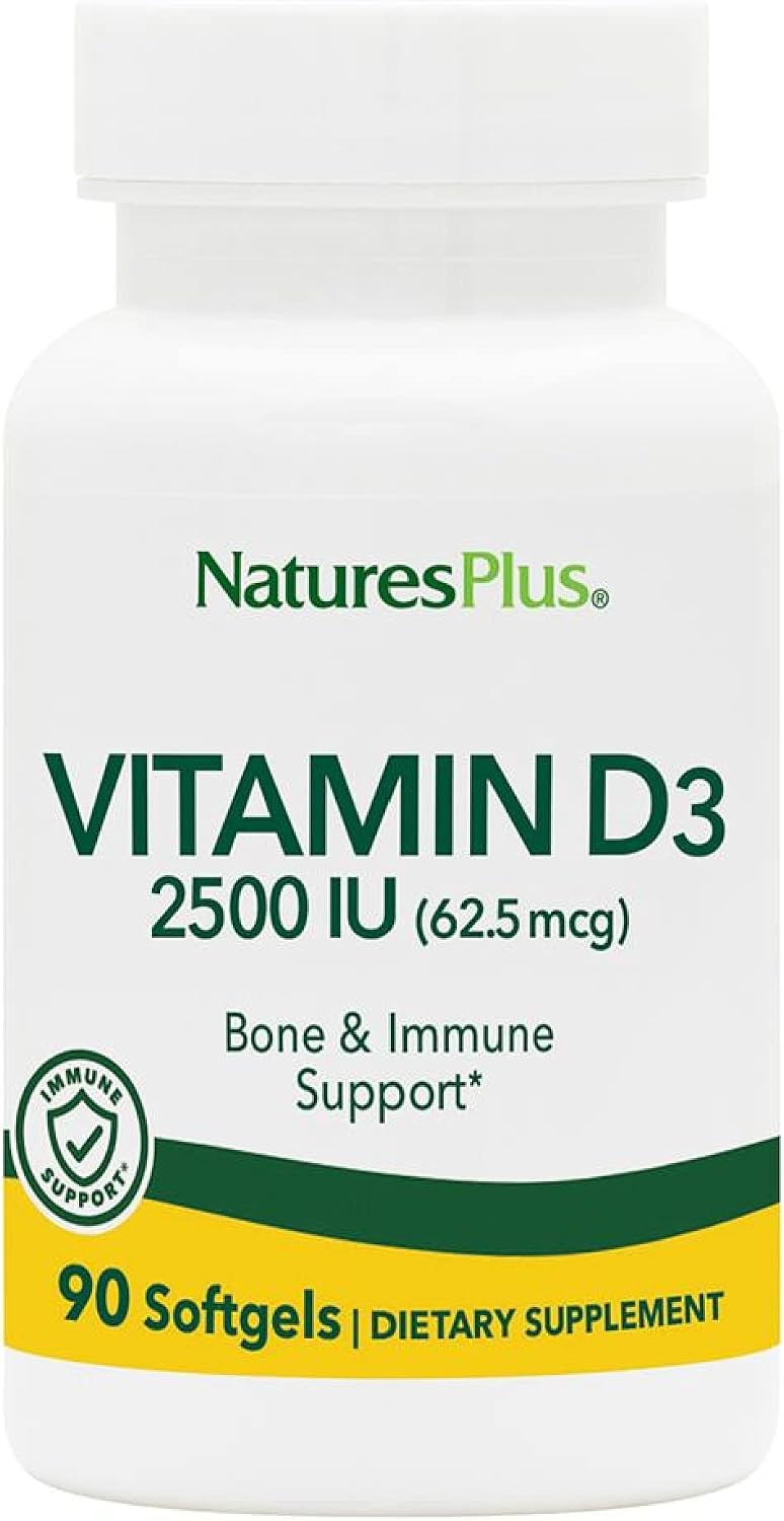NaturesPlus Vitamina D3 2500 IU – 90 Cápsulas Blandas