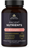 Ancient Nutrition Complejo de Vitamina B, 8 Vitaminas B Equilibradas, Apoya Niveles de Energía Saludables, Hierbas Adaptógenas, Activado por Enzimas, Paleo y Keto Friendly, 60 Cápsulas