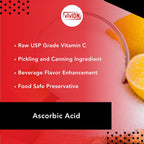 Vitamina C en Polvo - 1 kg - Ácido L-Ascórbico USP - Grado Alimentario para Conservación y Elaboración de Cerveza