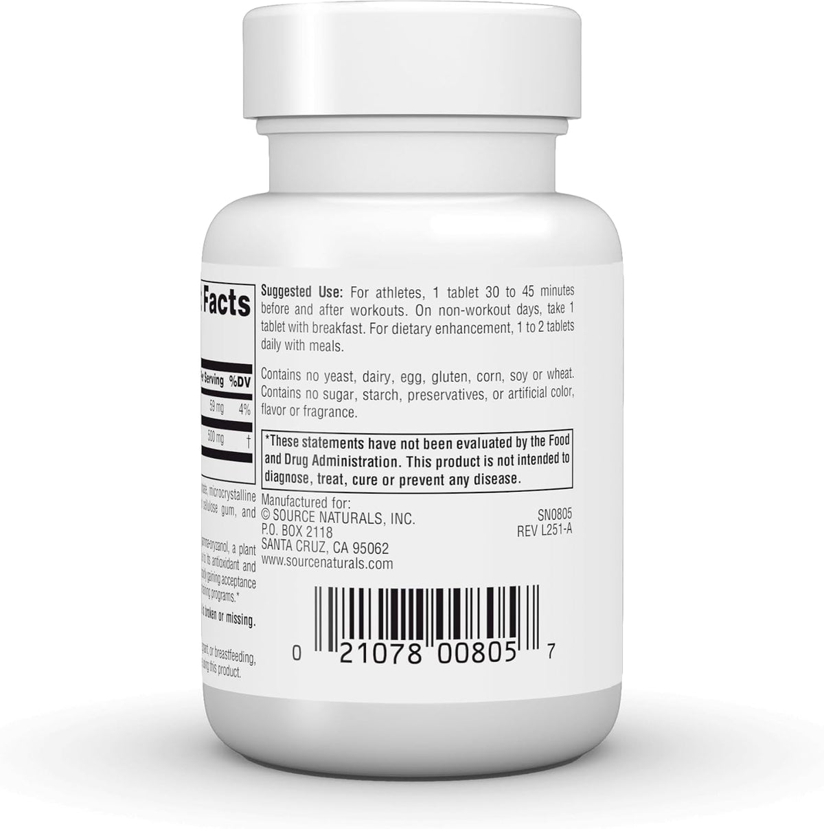 Source Naturals Athletic Series, Ácido Ferúlico Trans, 250 mg, 60 Comprimidos – Image 4