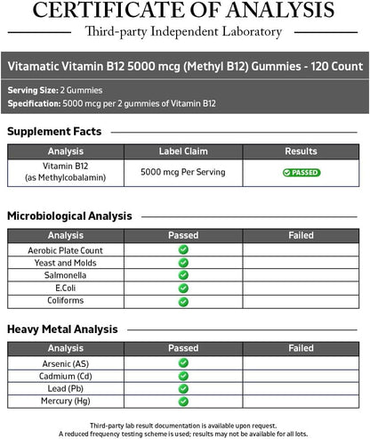Vitamatic Vitamina B12 5000 mcg (Metilcobalamina) Gominolas - 120 unidades - Apoyo al Metabolismo Energético y Salud del – Image 3