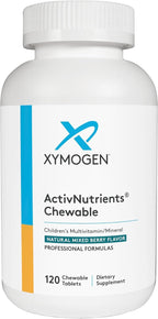 XYMOGEN ActivNutrients Chewable - Multivitamínico Infantil para el Bienestar - Antioxidantes y Micronutrición - Sin OGM ni Gluten - Sabor a Frutos Rojos - 120 Comprimidos