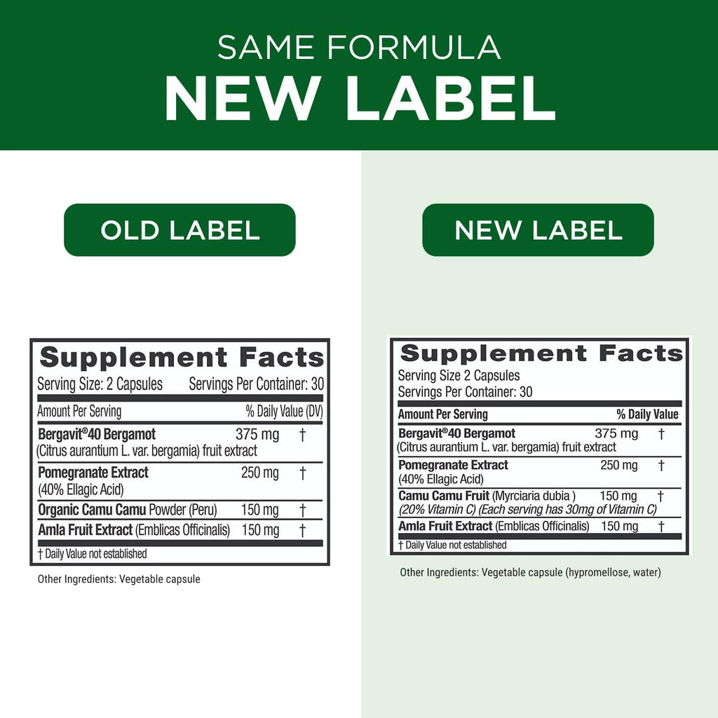 EMERALD LABS Bergamot+ - Complemento para el metabolismo y la salud cardiovascular con bergamota, granada, amla y camu camu - 60 cápsulas vegetales