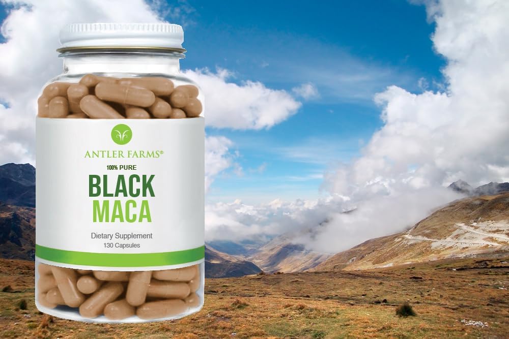 Antler Farms - Maca Negra Pura 100% - 130 Cápsulas de 1500mg