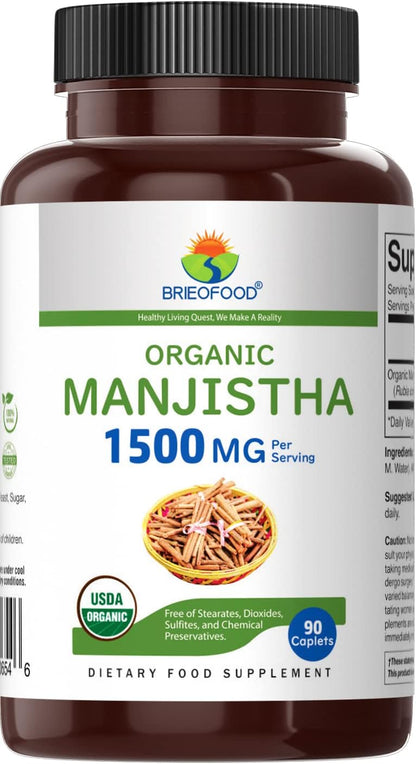 Brieofood Manjistha Orgánica 1500mg, 90 Comprimidos Vegetarianos – Image 2