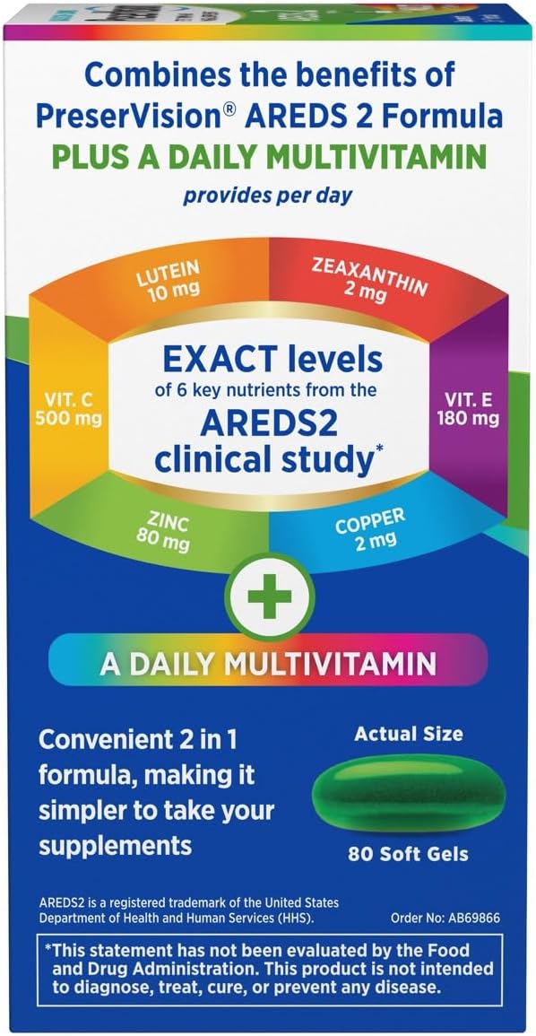 PreserVision AREDS 2 + Multivitamin 2-en-1, 80 Cápsulas Blandas