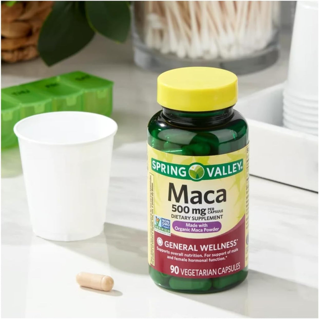 Spring Valley Maca Root 500mg Cápsulas, Maca Orgánica para Mujeres y Hombres