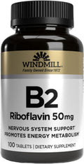 Windmill Vitamina B-2 (Riboflavina) 50 mg, 100 Comprimidos (Pack de 3)
