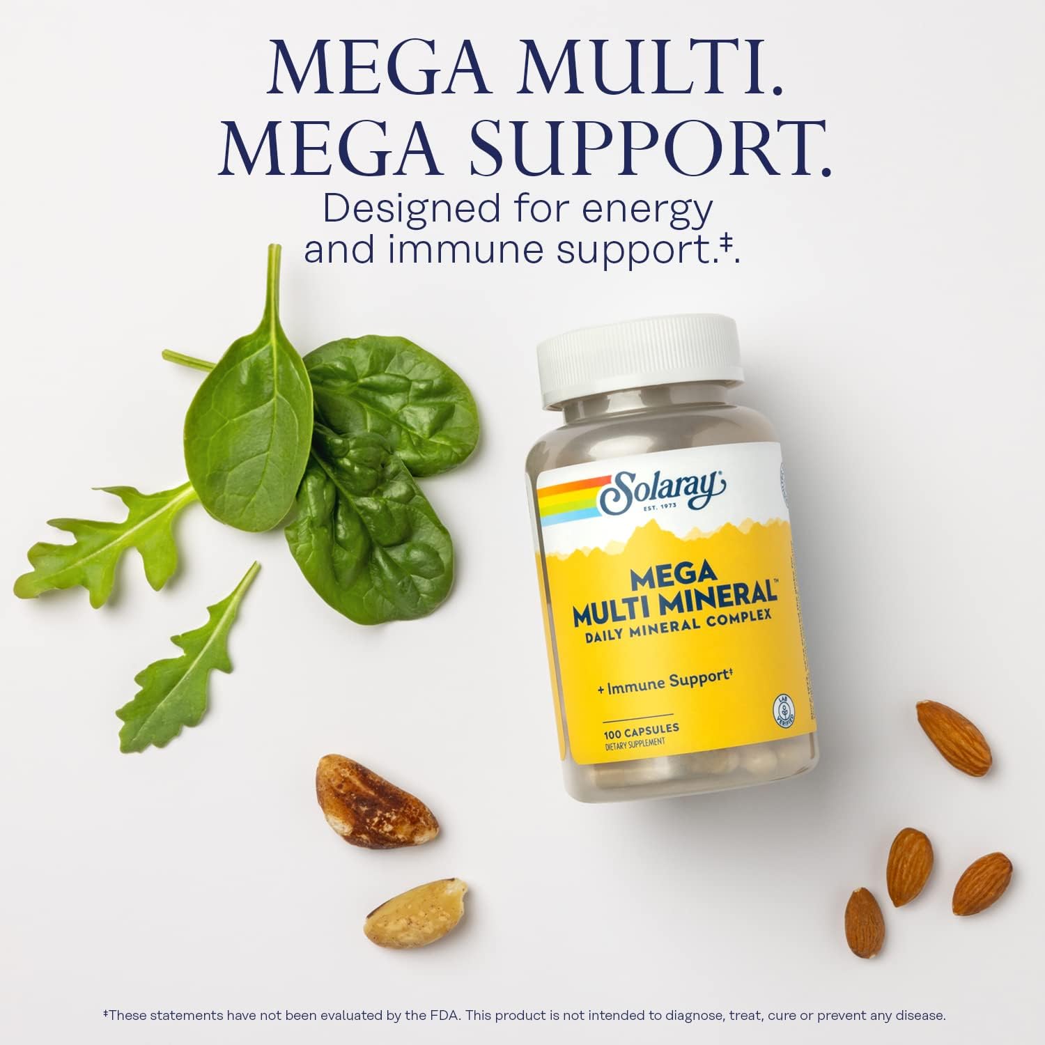 Solaray Mega Multi Mineral - Complejo Multimineral 12 Minerales, 100 Cápsulas