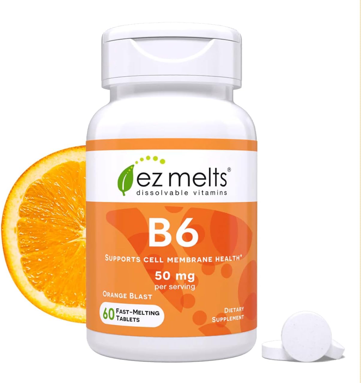 EZ Melts Vitamina B6 - 60 Comprimidos Disolubles Sabor Naranja