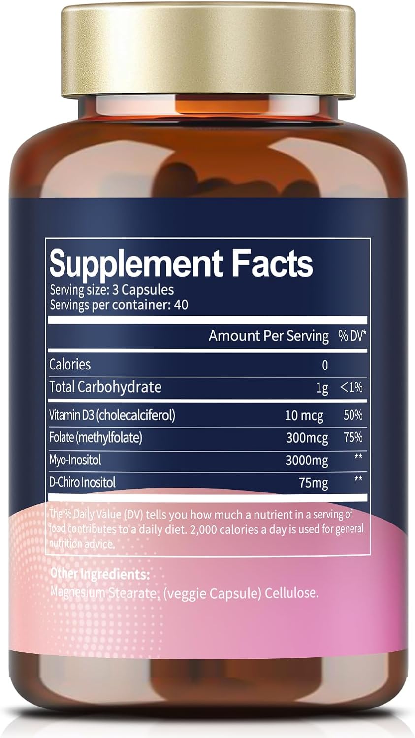 Totaria Inositol para Mujeres con Vitamina D3 y Folato - Complejo Myo-Inositol y D-Chiro Inositol 40:1 (Vitamina B8) - Pack de 2 botes