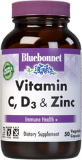 BlueBonnet Nutrition Vitamin C, D3 & Zinc – Complemento alimenticio con vitamina C, D3 y zinc, 50 cápsulas vegetales