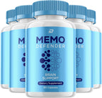 Memo Defender Brain Supplement Capsules – Fórmula Natural Máxima Potencia (5 Paquetes – 300 Cápsulas)