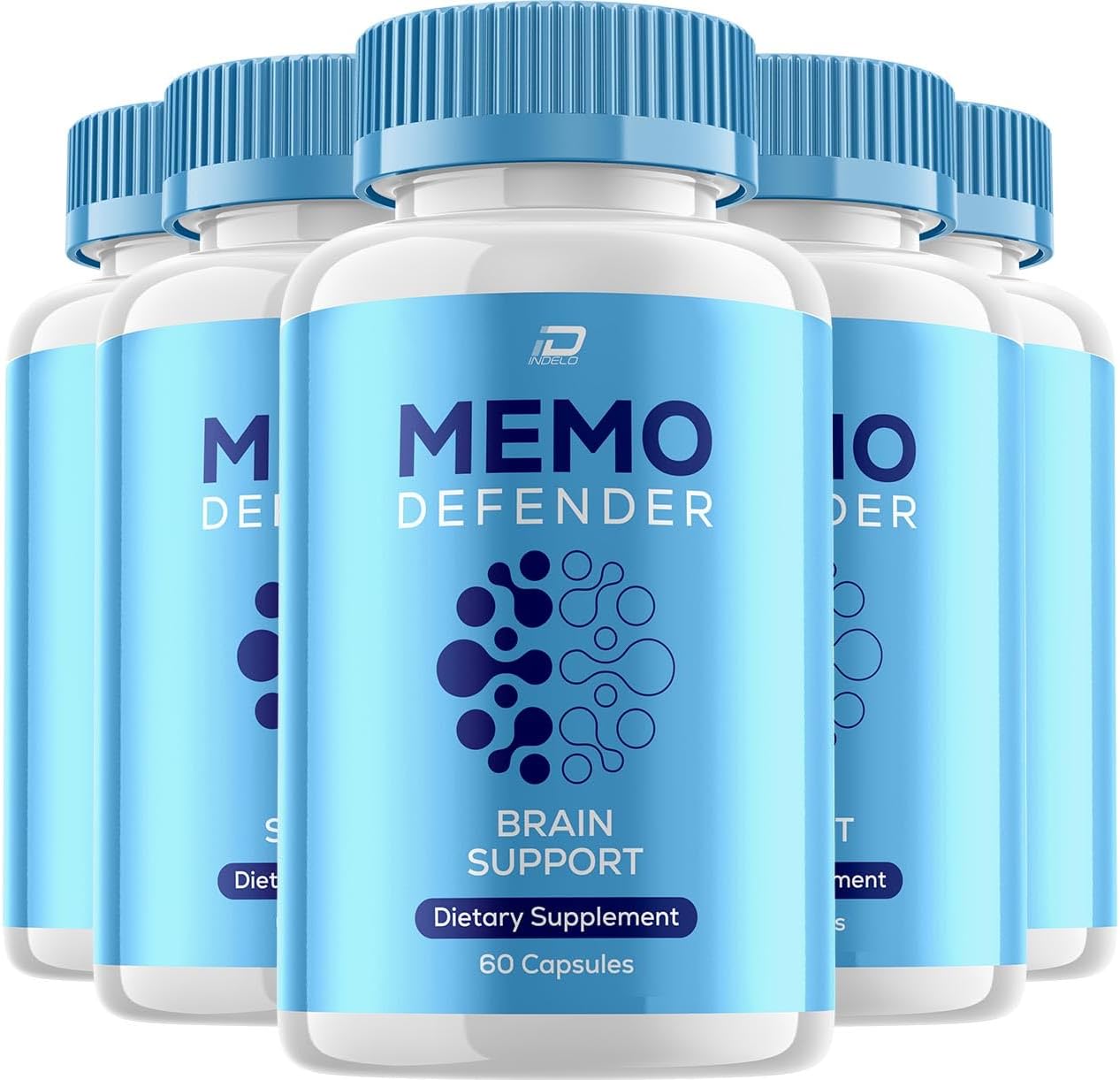 Memo Defender Brain Supplement Capsules – Fórmula Natural Máxima Potencia (5 Paquetes – 300 Cápsulas)