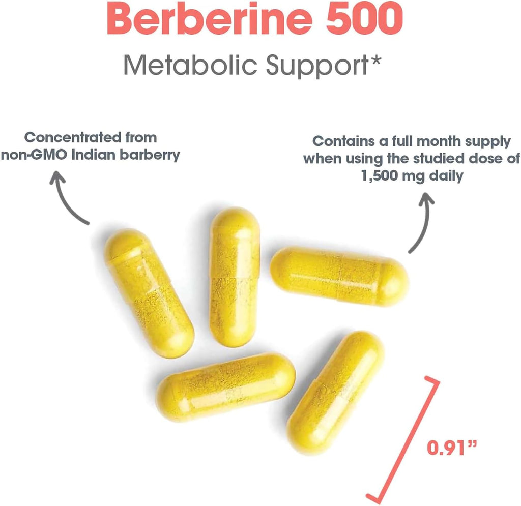 ARG Berberine 500 - 500 mg Berberina HCl - Apoyo Metabólico - 90 Cápsulas