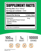Zeaxantina en Polvo (100mg por dosis, 5mg de Zeaxantina) - 1kg - BulkSupplements