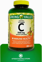 Vitamina C 500 mg, Sabor Fruta Tropical, 200 Comprimidos Masticables, Suplemento Alimenticio + Organizador de Pastillas de 7 Días Incluido (Pack de 2)
