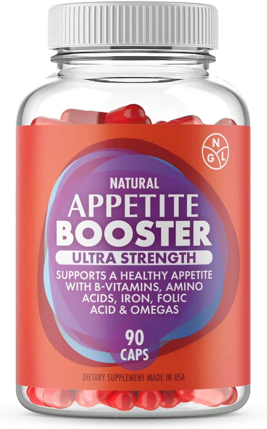 NGL Appetite Booster Extra Strength para Adultos Fortificado con Lisina, Ácido Fólico, Hierro, Tiamina y Complejo B