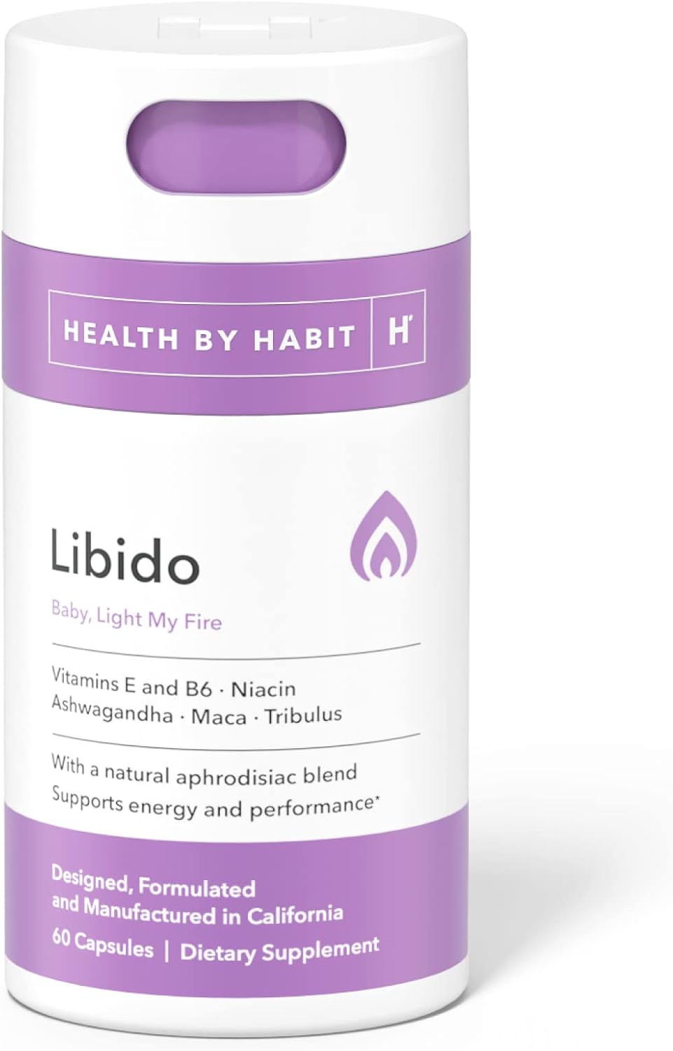 Health by Habit Libido Blend (60 cápsulas) - Mezcla de afrodisíacos naturales con maca y ashwaganda, vegano, sin OGM, sin azúcar