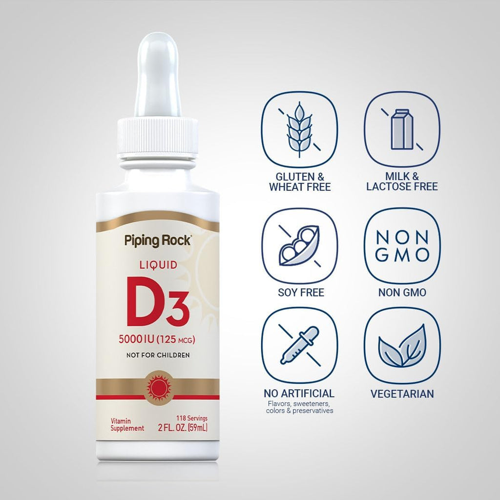 Piping Rock Vitamina D3 Líquida, 5000 UI