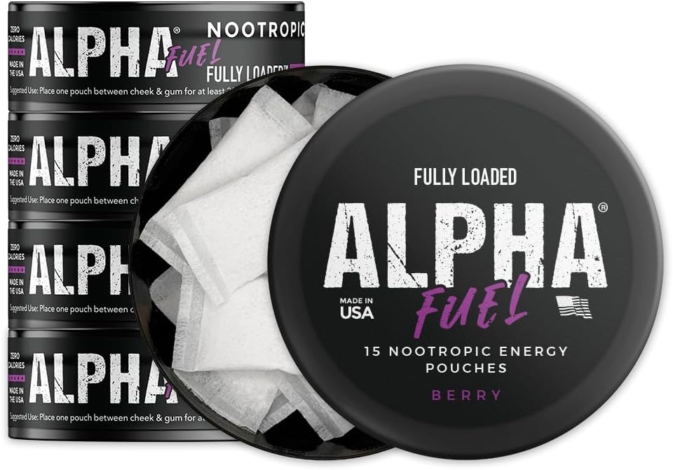 Fully Loaded Alpha Fuel Nootropic Pouches – Cafeína (50 mg): Estimulante natural que contribuye a aumentar la – Image 1