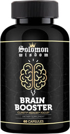 SOLOMON WISDOM Brain Booster – Suplemento Nootrópico para la Memoria – 60 Cápsulas Naturales para Mejorar el Enfoque y la Concentración