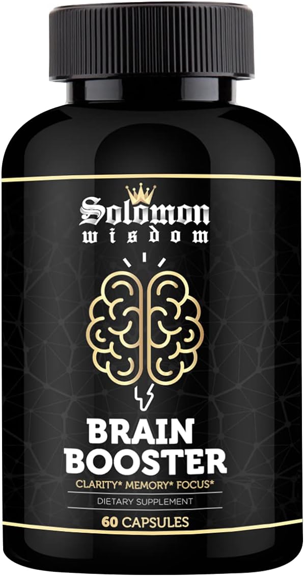 SOLOMON WISDOM Brain Booster – Suplemento Nootrópico para la Memoria – 60 Cápsulas Naturales para Mejorar el Enfoque y la Concentración