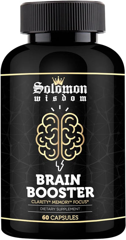 SOLOMON WISDOM Brain Booster – Suplemento Nootrópico para la Memoria – 60 Cápsulas Naturales para Mejorar el Enfoque y la – Image 1