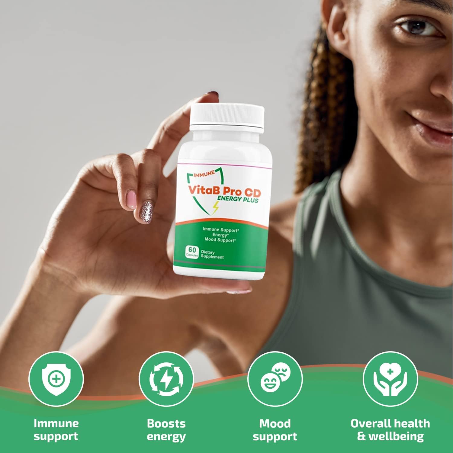 VitaB Pro CD Energy Plus – 6 en 1 Potenciador Natural de Energía e Inmunidad, Equilibrio del Estado de Ánimo