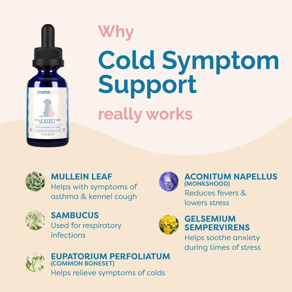 Cold Symptom Support for Cats & Dogs | Natural Formula Safely Aids with Colds, Seasonal Allergies & Kennel Cough | Helps Open Airways for Easy Breathing