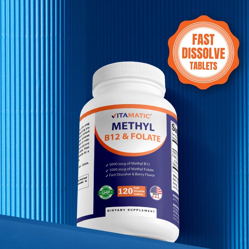Vitamatic Metil Folato y B12 con P-5-P - 120 comprimidos de disolución rápida