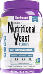BlueBonnet Nutrition Copos de Levadura Nutricional No Amarga - Proteína Vegetal, Vitaminas B y Vitamina D - No Transgénico, Vegano, Kosher, Sin Gluten, Sin Soja - 300 g, 30 Raciones