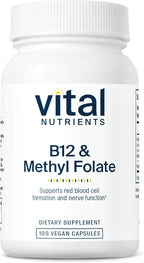 Vital Nutrients Vitamina B12 y Metilfolato - 100 Cápsulas - Metilcobalamina y 5-MTHF