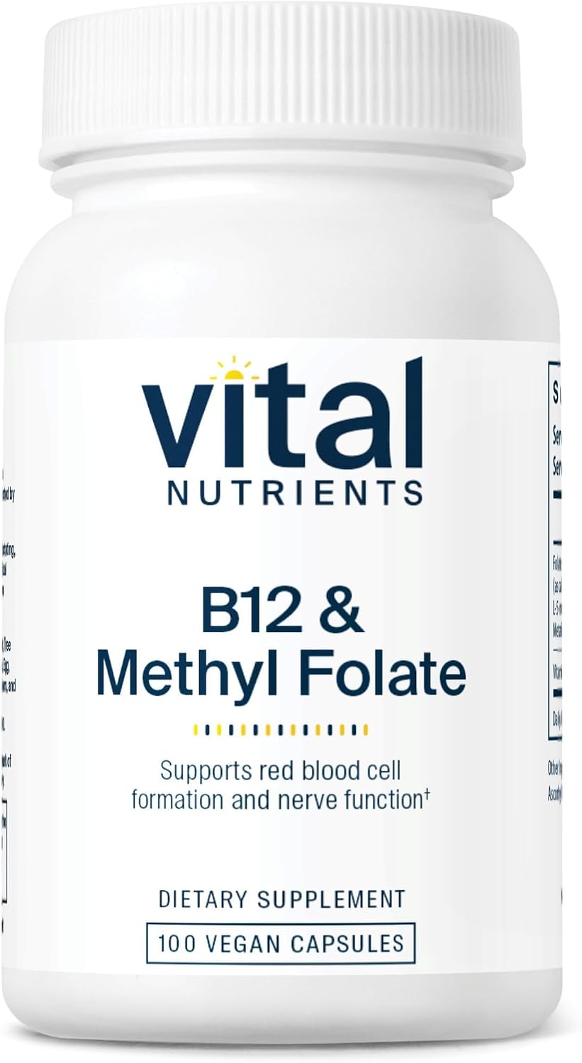 Vital Nutrients Vitamina B12 y Metilfolato - 100 Cápsulas - Metilcobalamina y 5-MTHF