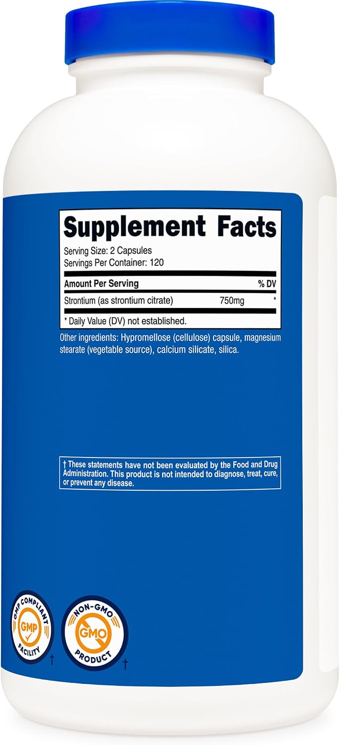 Nutricost Cápsulas de Estroncio 750mg, 240 Cápsulas - Vegetariano, Sin OGM, Sin Gluten