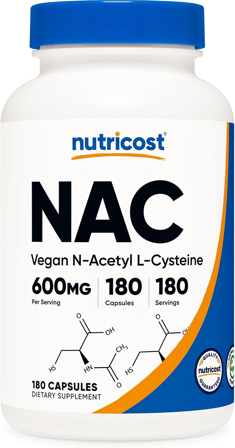 Nutricost N-Acetilcisteína (NAC) 600mg, 240 Cápsulas Vegetarianas - Vegano, Sin OGM, Sin Gluten