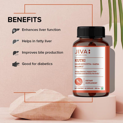 Jiva Ayurveda Kutki Cápsulas – Suplemento Herbal Ayurvédico para el Hígado y la Digestión – Fórmula 100% Ayurvédica – 60 – Image 5