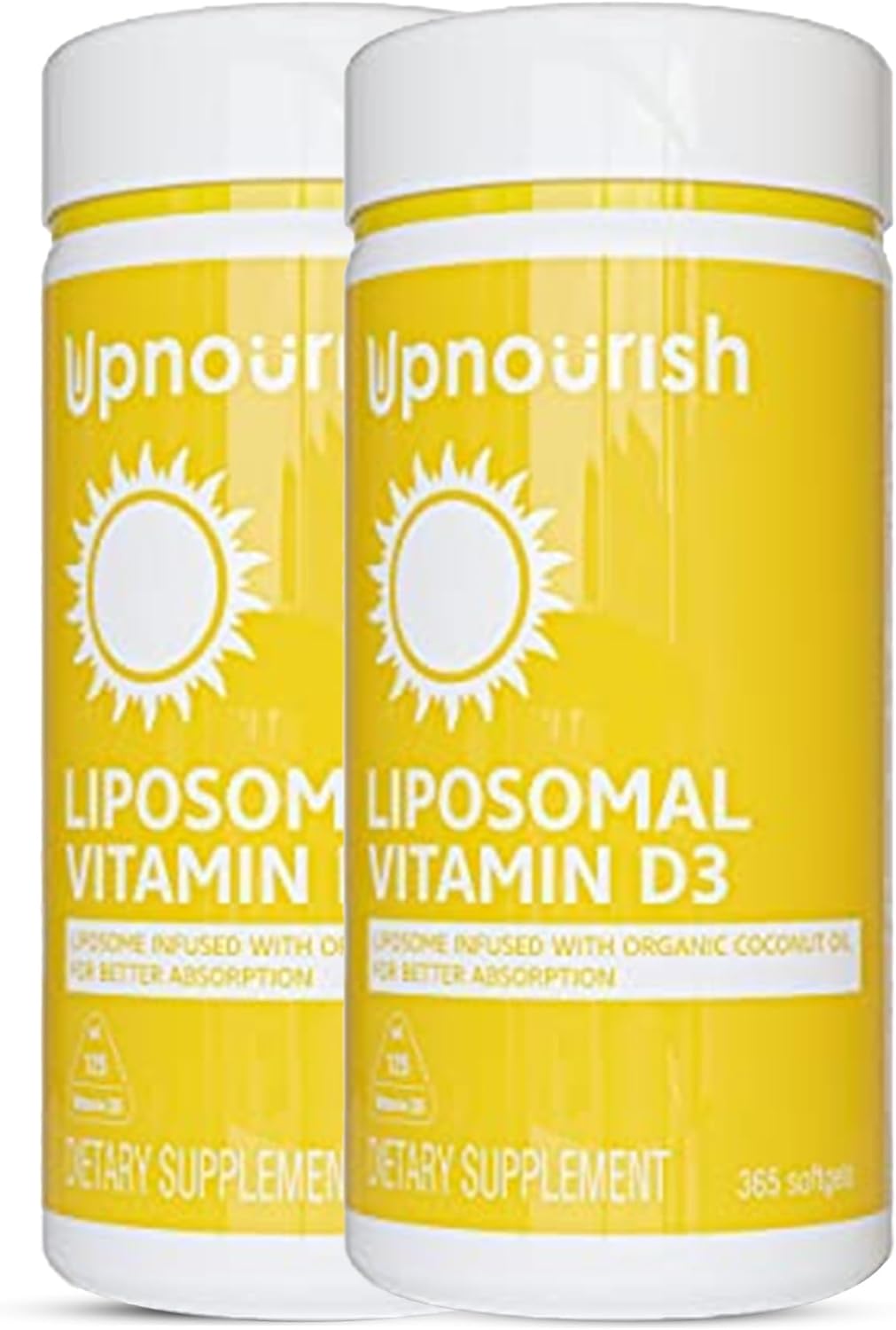 UpNourish Vitamina D3 Liposomal 5000 IU - 365 Cápsulas Blandas con Aceite de Coco Orgánico