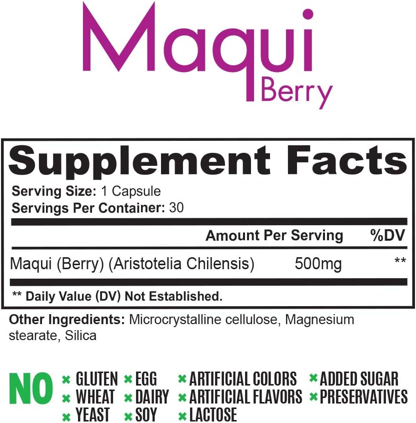Cápsulas de Extracto Puro de Baya de Maqui (500 mg, 30 cápsulas)