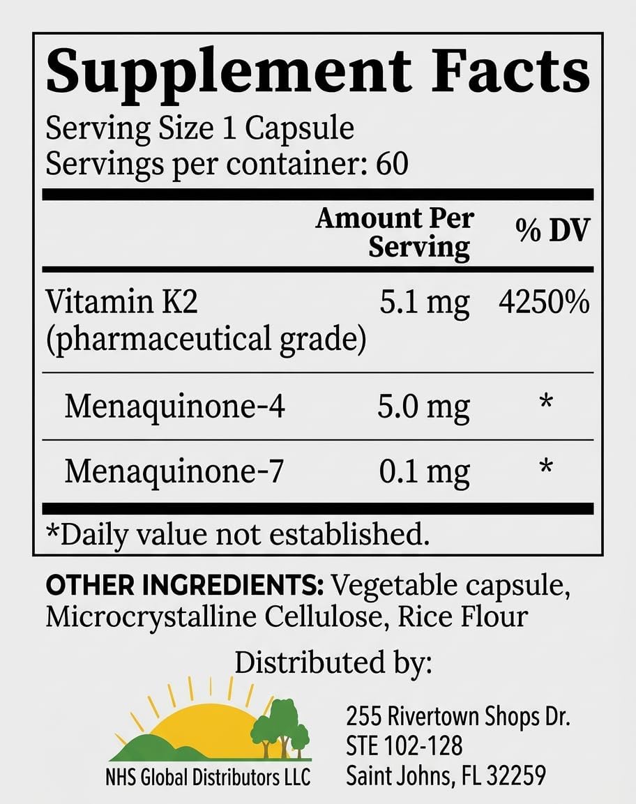 vK2 Vitamina K2 MK-4 + MK-7 – 60 Cápsulas